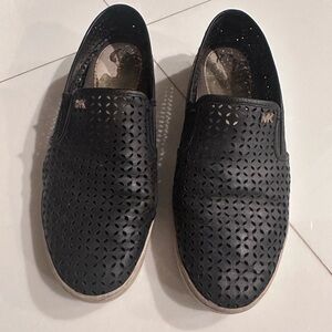 Michael Kors Leather Cutout Perforated Sneakers Slip On Black Size 7.5